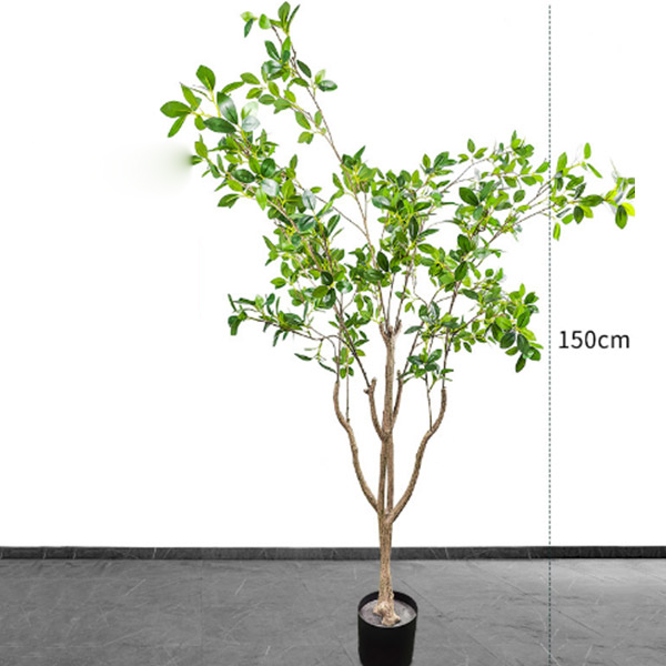 Factory Custom Double pole 1.5m simulation small mountain tea tree with 8 leaves